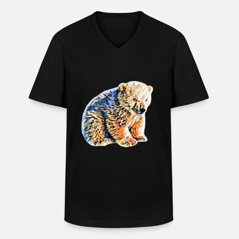 Eisbär - Männer-T-Shirt mit V-Ausschnitt - Schwarz