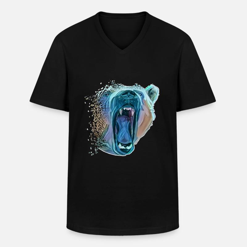 Eisbär - Männer-T-Shirt mit V-Ausschnitt - Schwarz