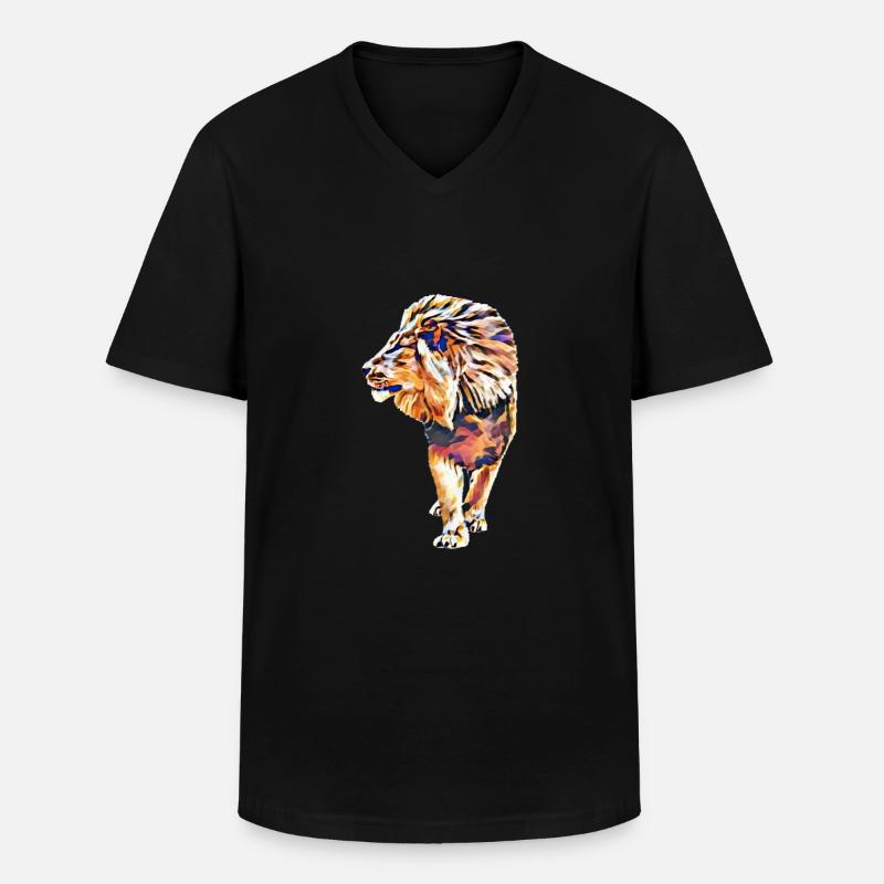 Löwe - Männer-T-Shirt mit V-Ausschnitt - Schwarz