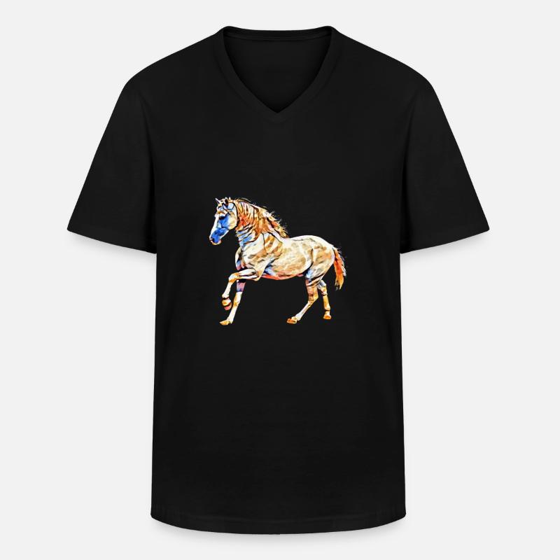 Pferd - Männer-T-Shirt mit V-Ausschnitt - Schwarz