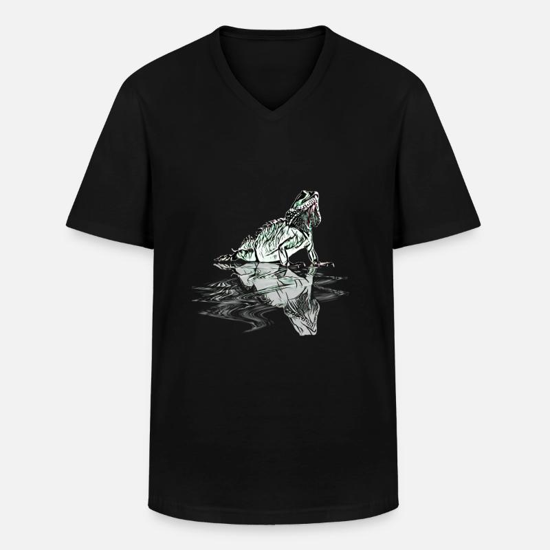 Leguan - Männer-T-Shirt mit V-Ausschnitt - Schwarz