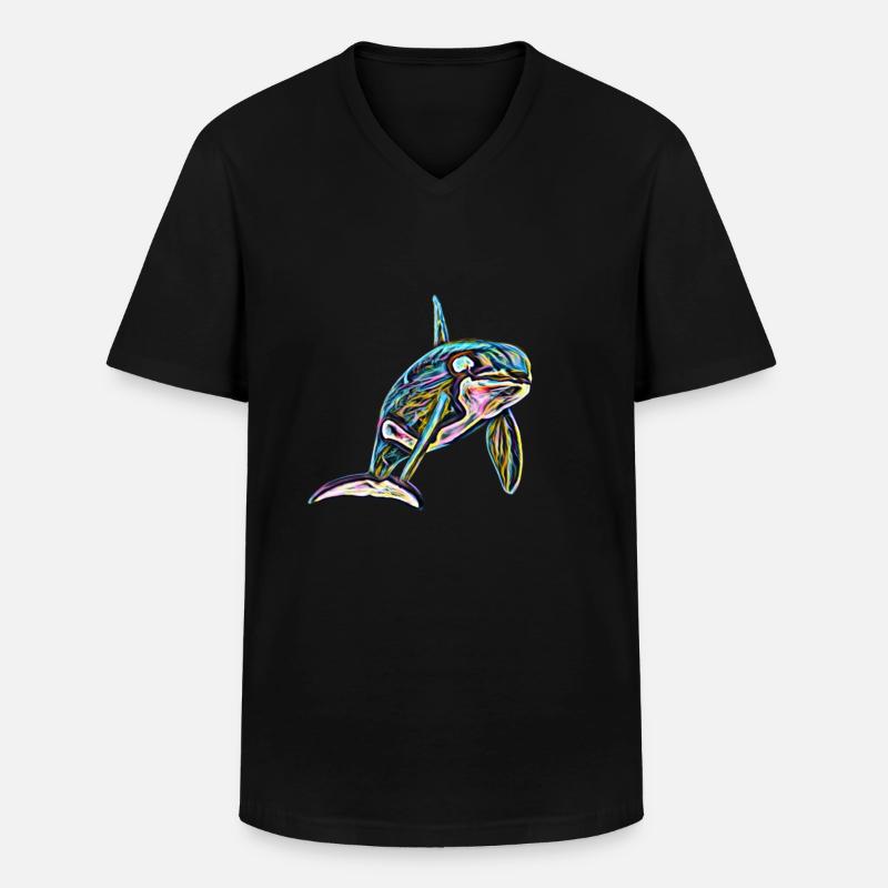 Orca - Männer-T-Shirt mit V-Ausschnitt - Schwarz