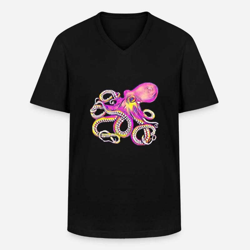 Octopus - Männer-T-Shirt mit V-Ausschnitt - Schwarz