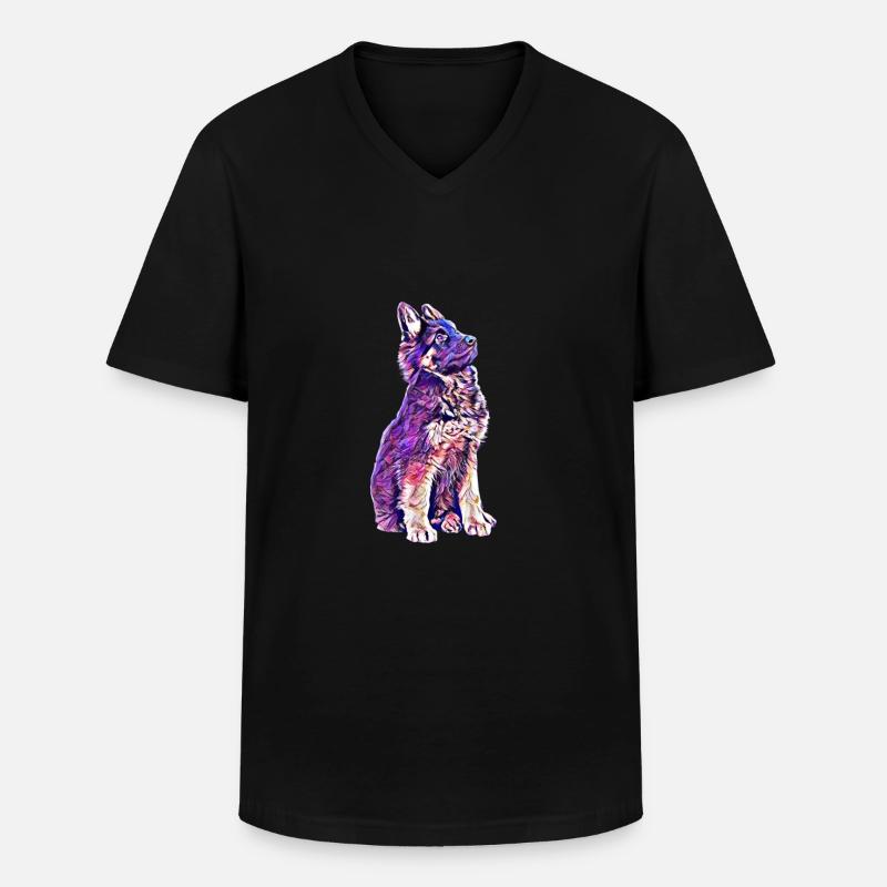 Schäferhund Welpe - Männer-T-Shirt mit V-Ausschnitt - Schwarz