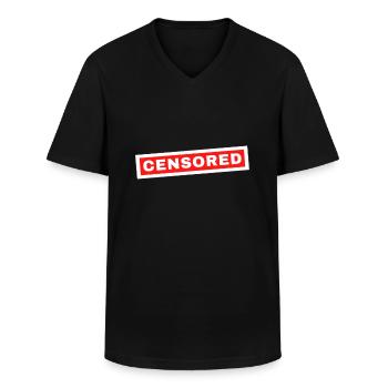 Censored Shirt Font - Men's V-Neck T-Shirt - black - Front - AI Model Male 178 dark (178cm)