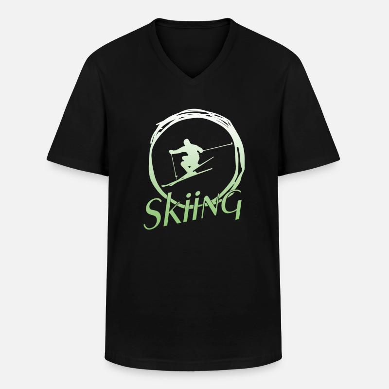 Skiing - Männer-T-Shirt mit V-Ausschnitt - Schwarz