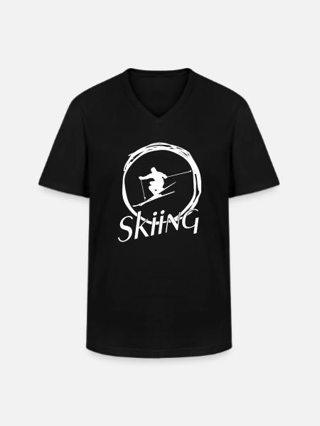 skiing - Männer-T-Shirt mit V-Ausschnitt - Schwarz