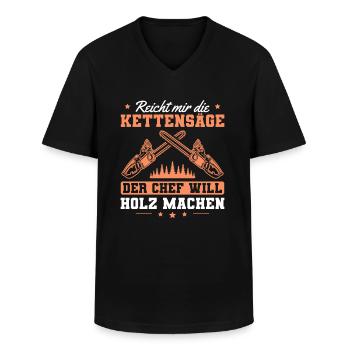 Holzfäller Spruch Waldarbeiter Forstwirt - Männer-T-Shirt mit V-Ausschnitt - Schwarz - Vorne - AI Model Male 178 dark (178cm)