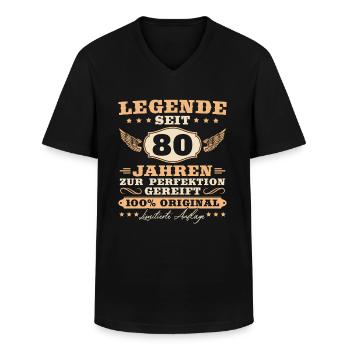 80 Geburtstag Männer Frauen 80 Jahre - Männer-T-Shirt mit V-Ausschnitt - Schwarz - Vorne - AI Model Male 178 dark (178cm)