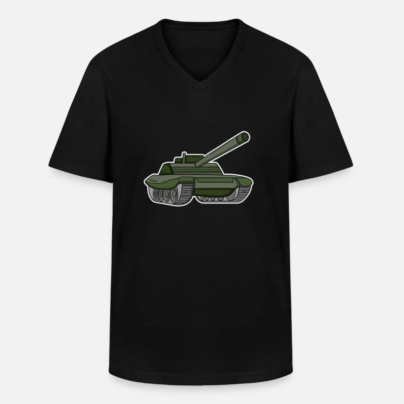 Panzer - Männer-T-Shirt mit V-Ausschnitt - Schwarz