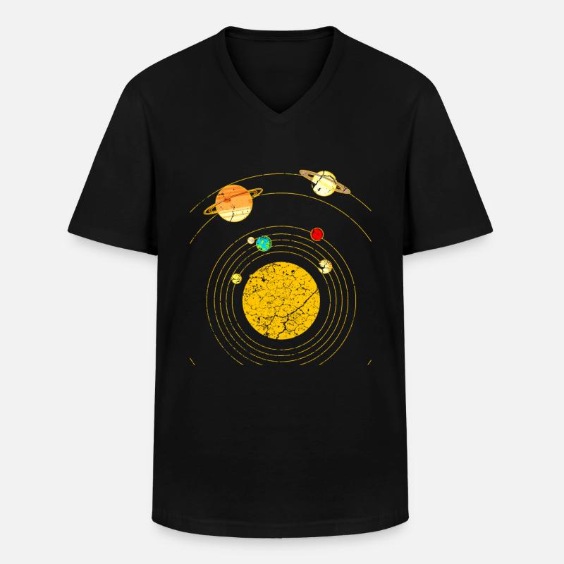Sonnensystem - Männer-T-Shirt mit V-Ausschnitt - Schwarz