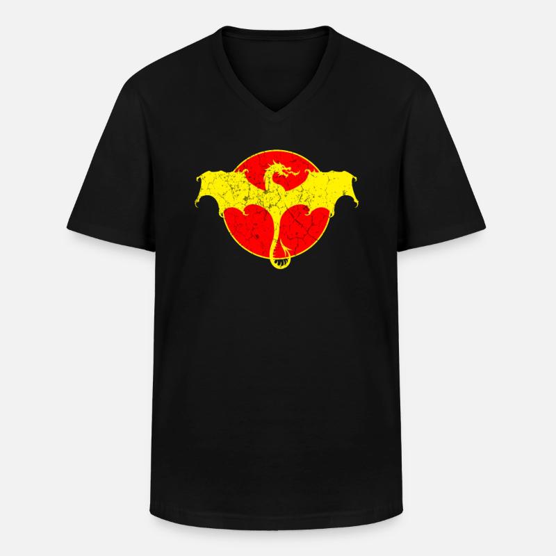 Drache - Männer-T-Shirt mit V-Ausschnitt - Schwarz