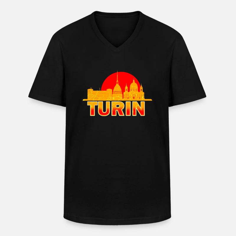 Turin - Männer-T-Shirt mit V-Ausschnitt - Schwarz
