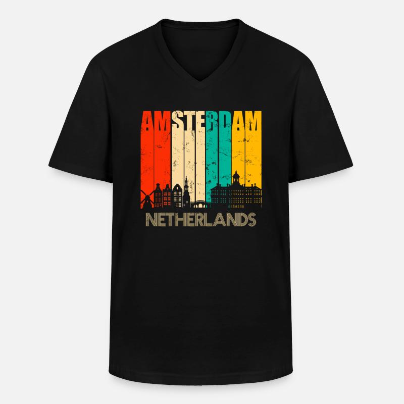 Amsterdam - Männer-T-Shirt mit V-Ausschnitt - Schwarz