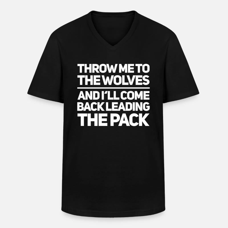 Motivation Wolf Spruch - Männer-T-Shirt mit V-Ausschnitt - Schwarz