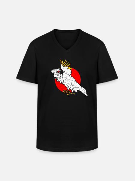 Funny cockatoo parrot hairstyle - Men's V-Neck T-Shirt - black
