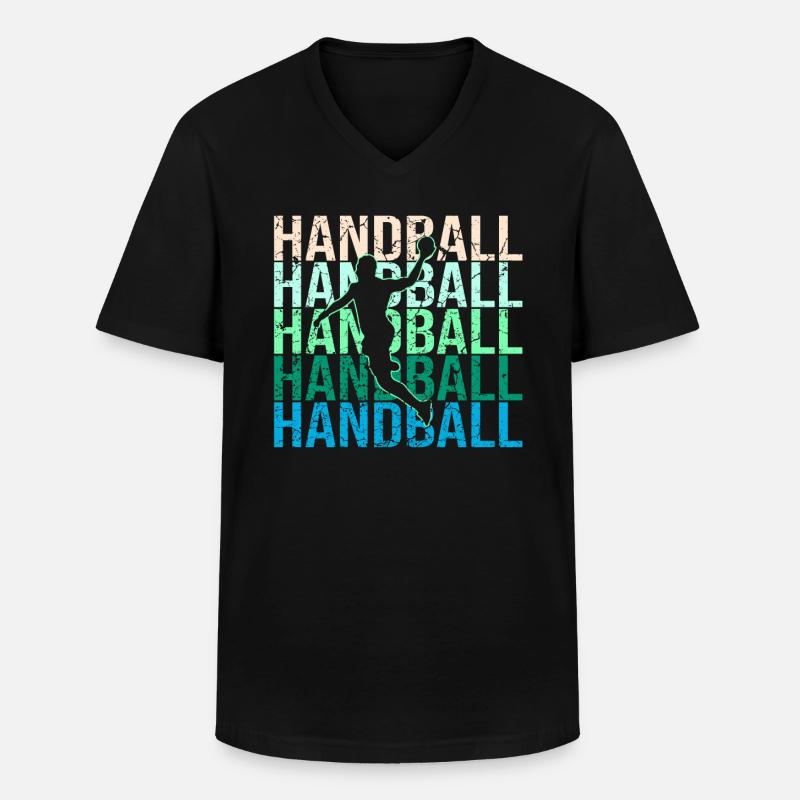 Handball - Männer-T-Shirt mit V-Ausschnitt - Schwarz