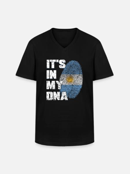 Argentinier Argentinien Flagge DNA - Männer-T-Shirt mit V-Ausschnitt - Schwarz
