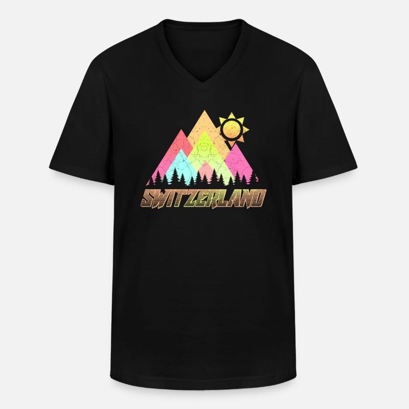 Schweiz Schweizer Alpen Matterhorn - Männer-T-Shirt mit V-Ausschnitt - Schwarz