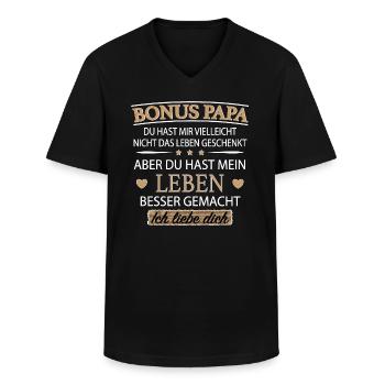 Bonus Papa Ich Liebe Dich Stiefvater Patchwork - Männer-T-Shirt mit V-Ausschnitt - Schwarz - Vorne - AI Model Male 178 dark (178cm)