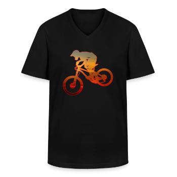 Mountainbike mtb Downhill Freeride Sunset - Männer-T-Shirt mit V-Ausschnitt - Schwarz - Vorne - AI Model Male 178 dark (178cm)