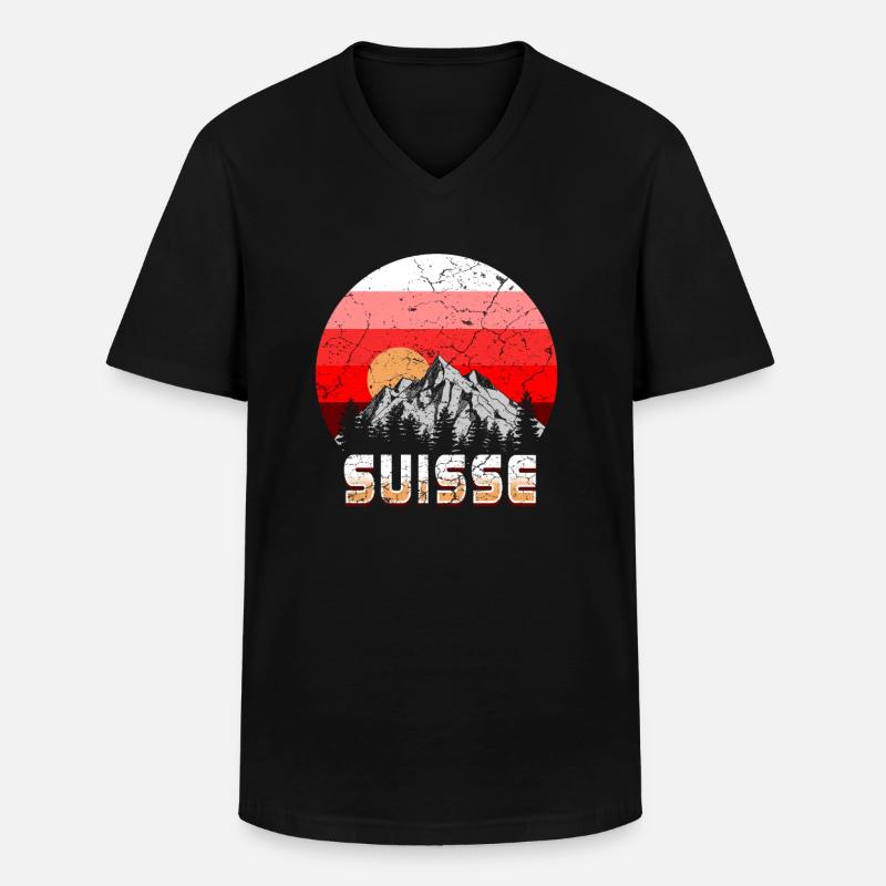 Suisse Schweiz - Männer-T-Shirt mit V-Ausschnitt - Schwarz