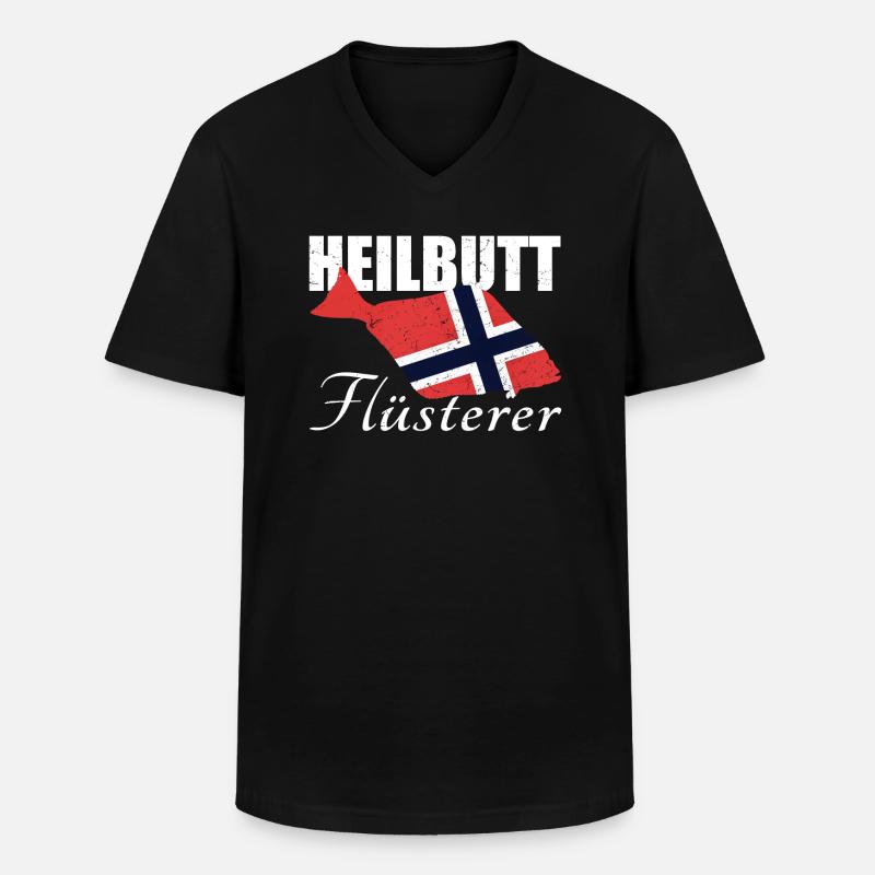 Heilbutt Flüsterer - Männer-T-Shirt mit V-Ausschnitt - Schwarz