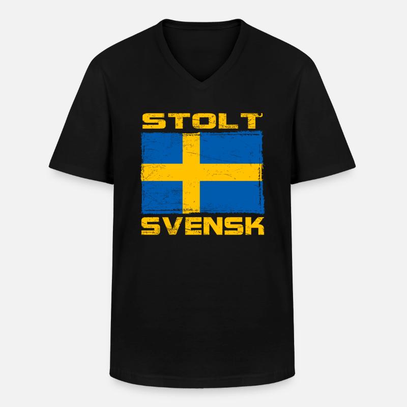 Stolzer Schwede - Männer-T-Shirt mit V-Ausschnitt - Schwarz
