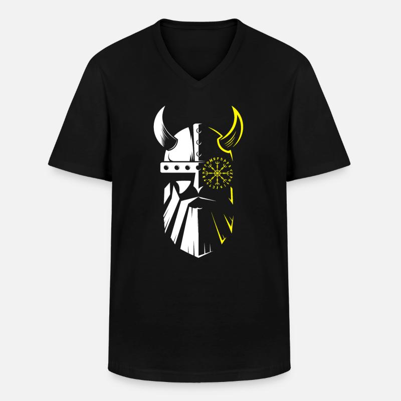 Wikinger Krieger Keltisch Helm - Männer-T-Shirt mit V-Ausschnitt - Schwarz