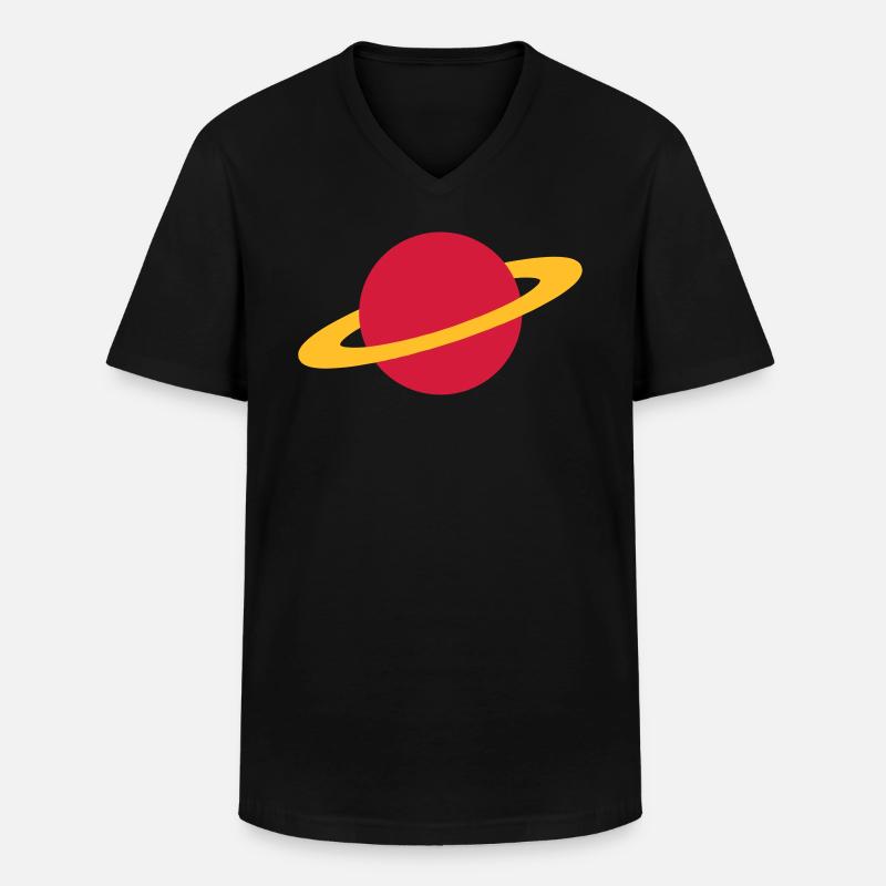 Planet / planet / planète / Saturn - Männer-T-Shirt mit V-Ausschnitt - Schwarz