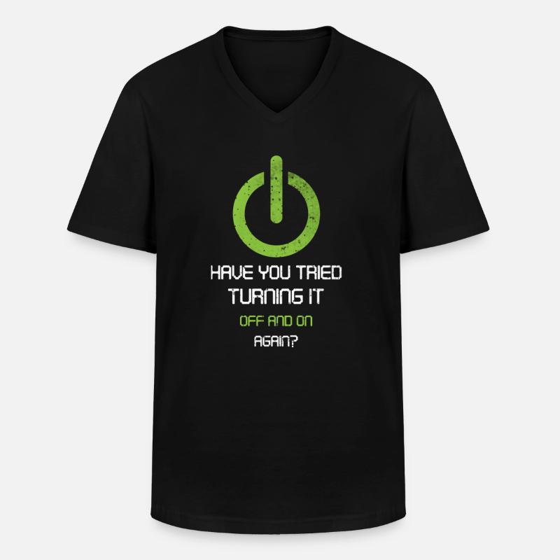 tech, tech desk, developer, - Männer-T-Shirt mit V-Ausschnitt - Schwarz