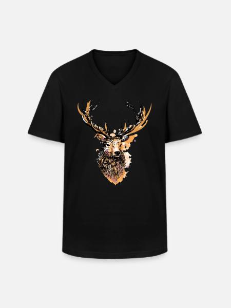 Big proud deer - Men's V-Neck T-Shirt - black