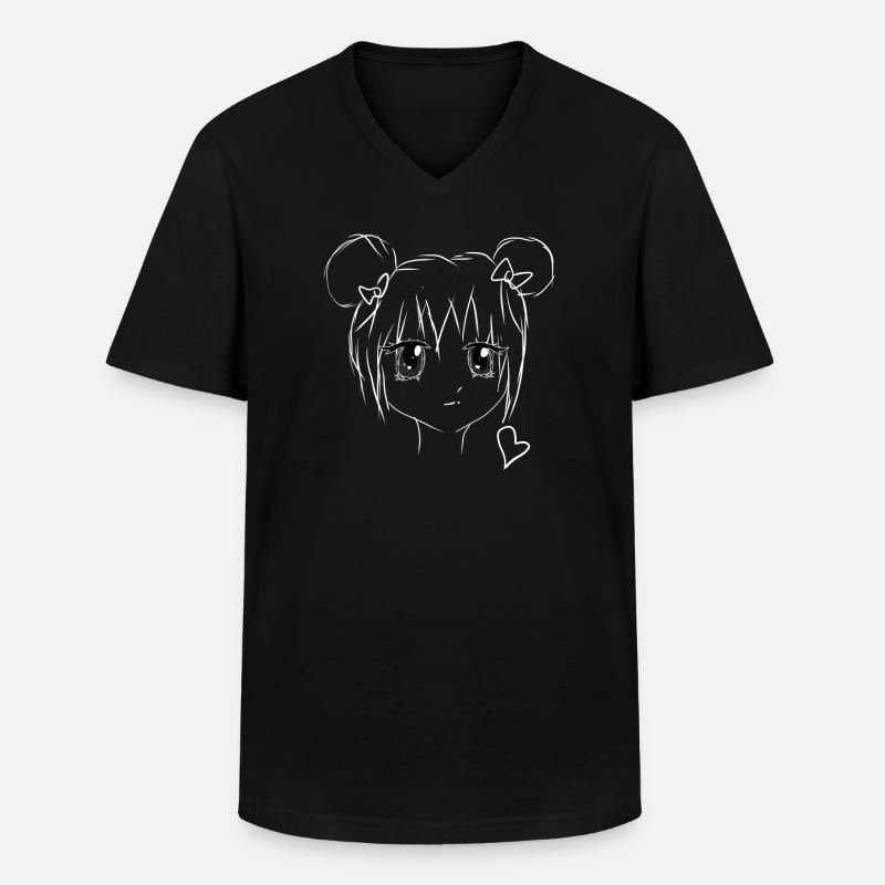Manga Anime Mädchen - Männer-T-Shirt mit V-Ausschnitt - Schwarz
