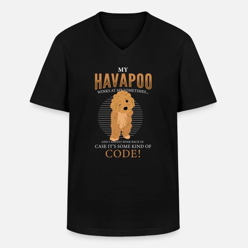 havapoo, havapoo poodle hybrid, havapoo humor, - Men's V-Neck T-Shirt - black