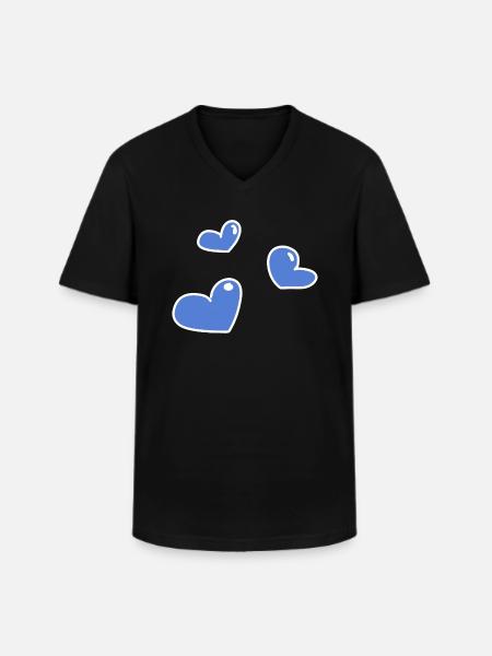 blue hearts - Men's V-Neck T-Shirt - black