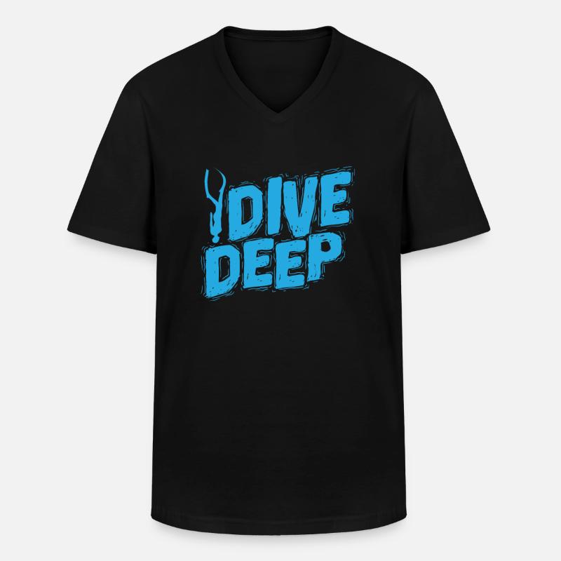 Apnoetaucher Dive Deep - Männer-T-Shirt mit V-Ausschnitt - Schwarz