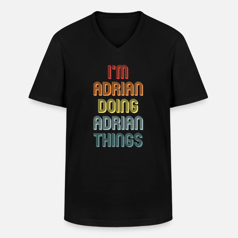 ADRIAN - Männer-T-Shirt mit V-Ausschnitt - Schwarz