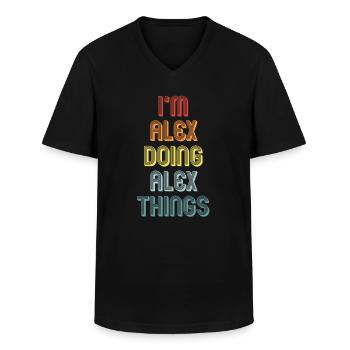 ALEX - Männer-T-Shirt mit V-Ausschnitt - Schwarz - Vorne - AI Model Male 178 dark (178cm)
