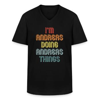 ANDREAS - T-shirt col V Homme - noir - Devant - AI Model Male 178 dark (178cm)