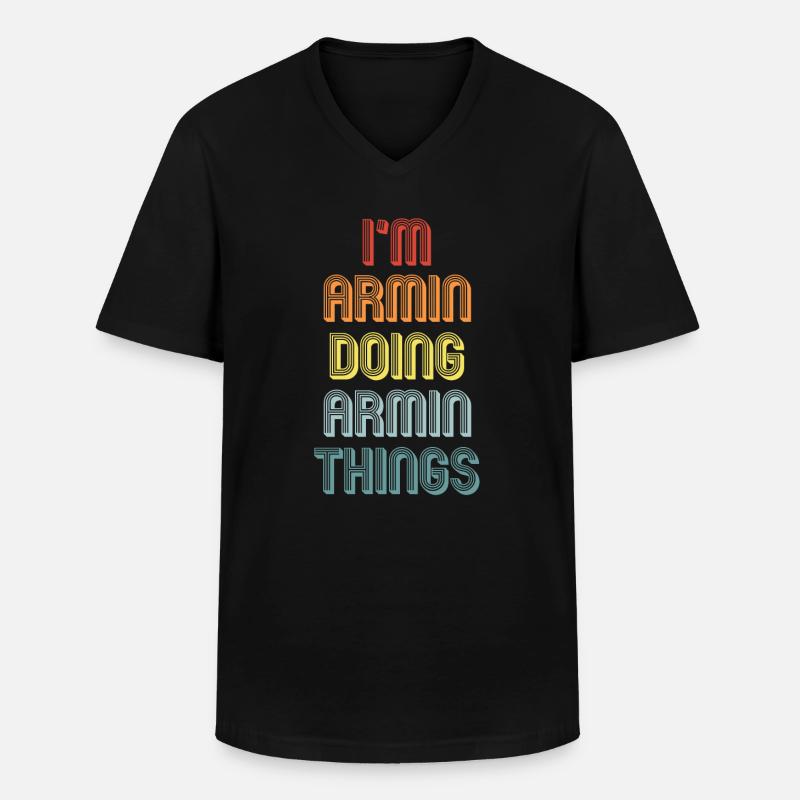 ARMIN - Männer-T-Shirt mit V-Ausschnitt - Schwarz