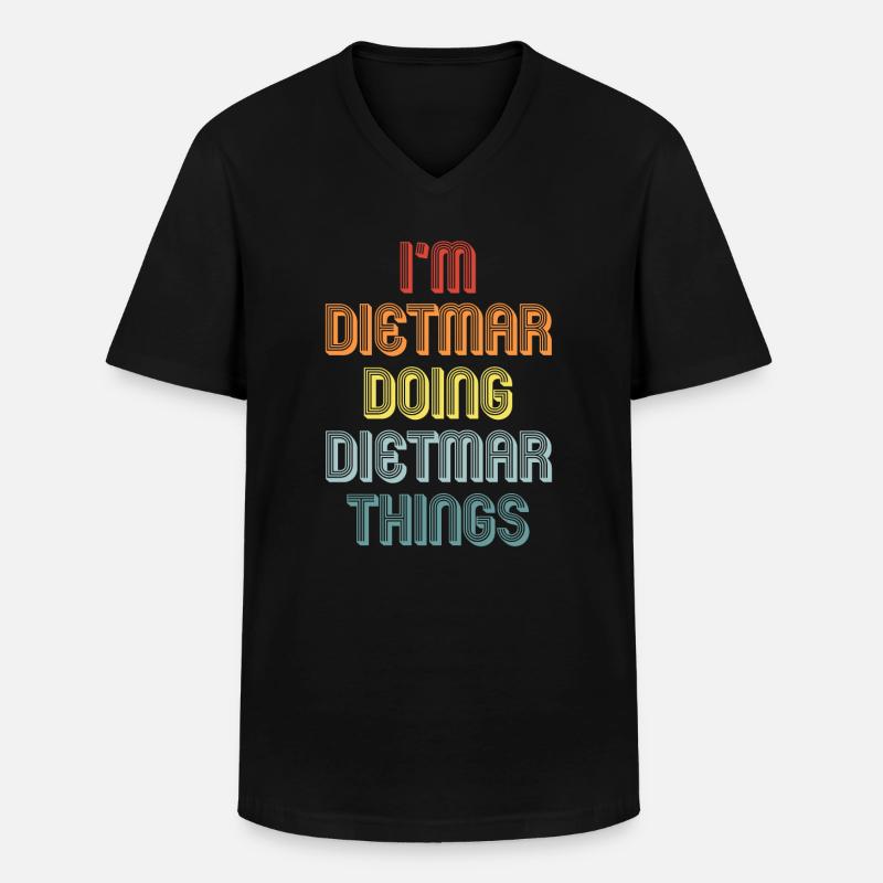 DIETMAR - Männer-T-Shirt mit V-Ausschnitt - Schwarz