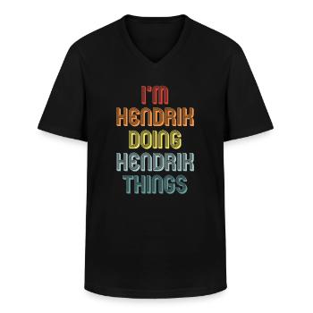 HENDRIK - Männer-T-Shirt mit V-Ausschnitt - Schwarz - Vorne - AI Model Male 178 dark (178cm)