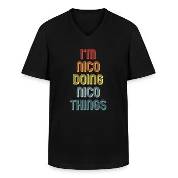 NICO - Männer-T-Shirt mit V-Ausschnitt - Schwarz - Vorne - AI Model Male 178 dark (178cm)