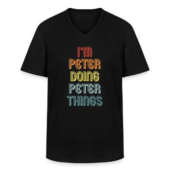 PETER - Männer-T-Shirt mit V-Ausschnitt - Schwarz - Vorne - AI Model Male 178 dark (178cm)