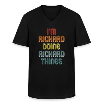 RICHARD - Männer-T-Shirt mit V-Ausschnitt - Schwarz - Vorne - AI Model Male 178 dark (178cm)