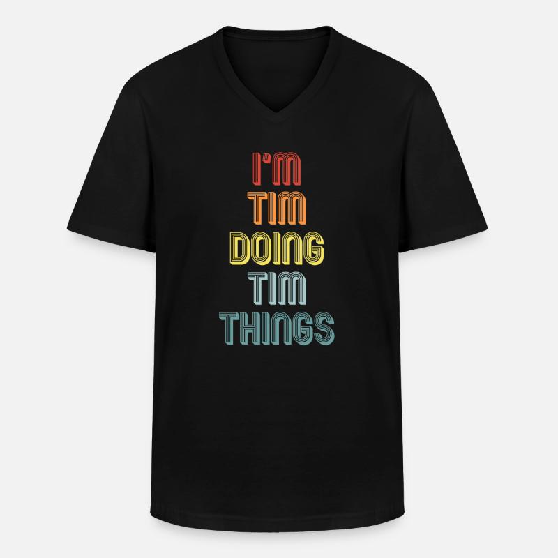 TIM - Männer-T-Shirt mit V-Ausschnitt - Schwarz