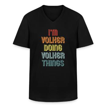 VOLKER - Männer-T-Shirt mit V-Ausschnitt - Schwarz - Vorne - AI Model Male 178 dark (178cm)