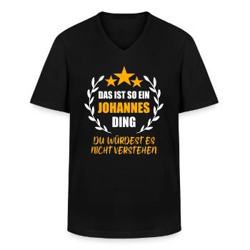 JOHANNES - Männer-T-Shirt mit V-Ausschnitt - Schwarz - Vorne - AI Model Male 178 dark (178cm)