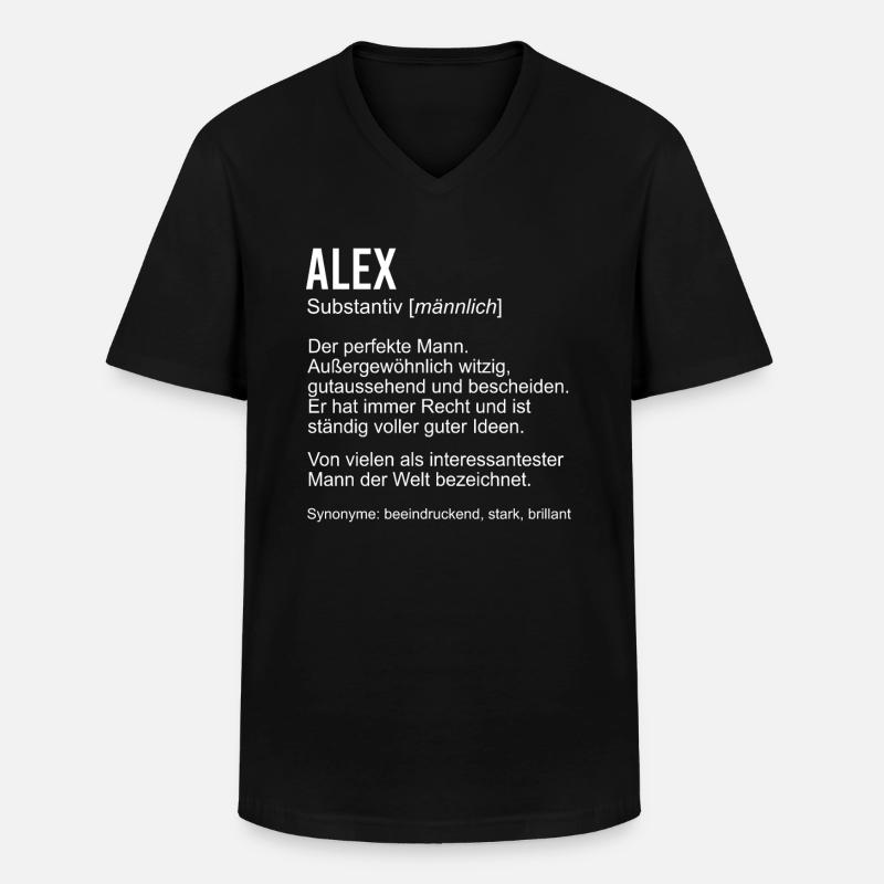 ALEX - Männer-T-Shirt mit V-Ausschnitt - Schwarz