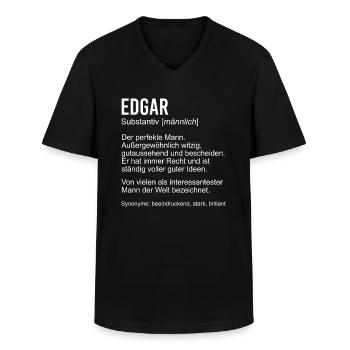 EDGAR - Männer-T-Shirt mit V-Ausschnitt - Schwarz - Vorne - AI Model Male 178 dark (178cm)